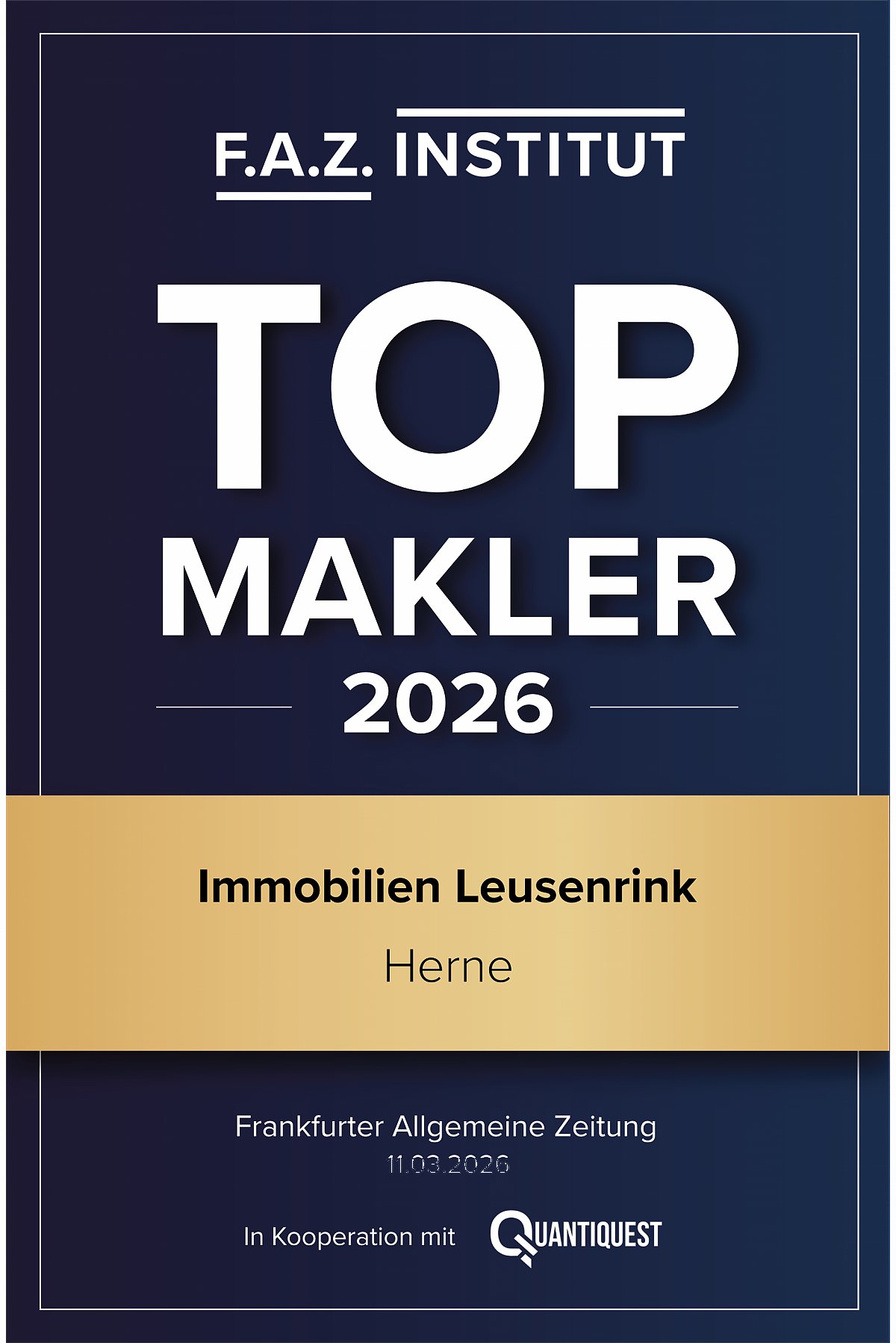 Foto Frankfurter Allgemeine Zeitung Institut kürt Leusenrink Immobilien zum Top-Makler 2026